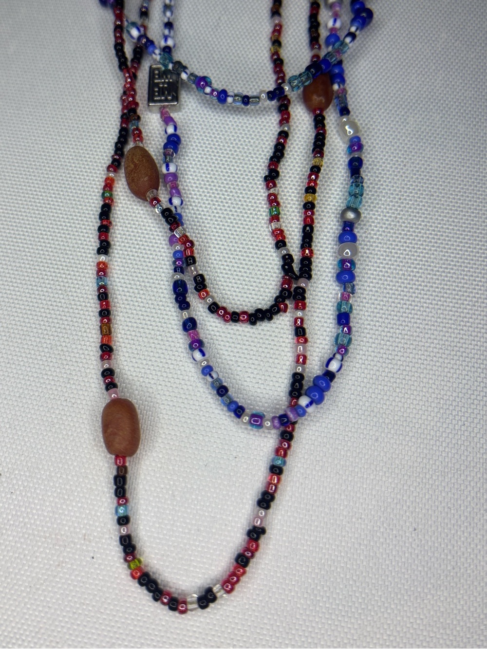 me to we long colourful seed bead necklace duo